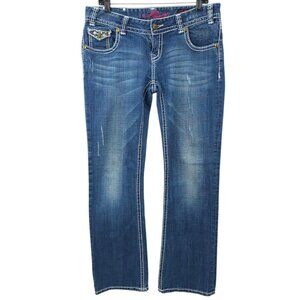 Rock & Roll Cowgirl Boot Cut Jeans READ Womens 31x32.5 Low Rise Distressed Denim